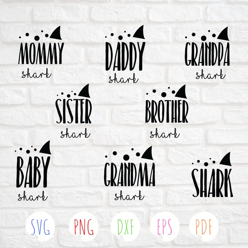 Download 8 Shark svg bundle/Shark clipart svg/Mommy shark svg/Daddy ...