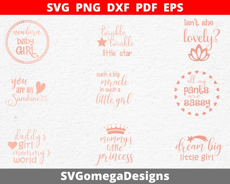 Download 9 Baby Girl Svg Baby Bundle Svg Baby Quotes Svg Svg Cut Files Etsy