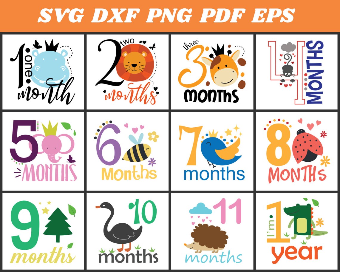 Download Baby Milestone Designs Svg Baby Bundle svg Monthly ...