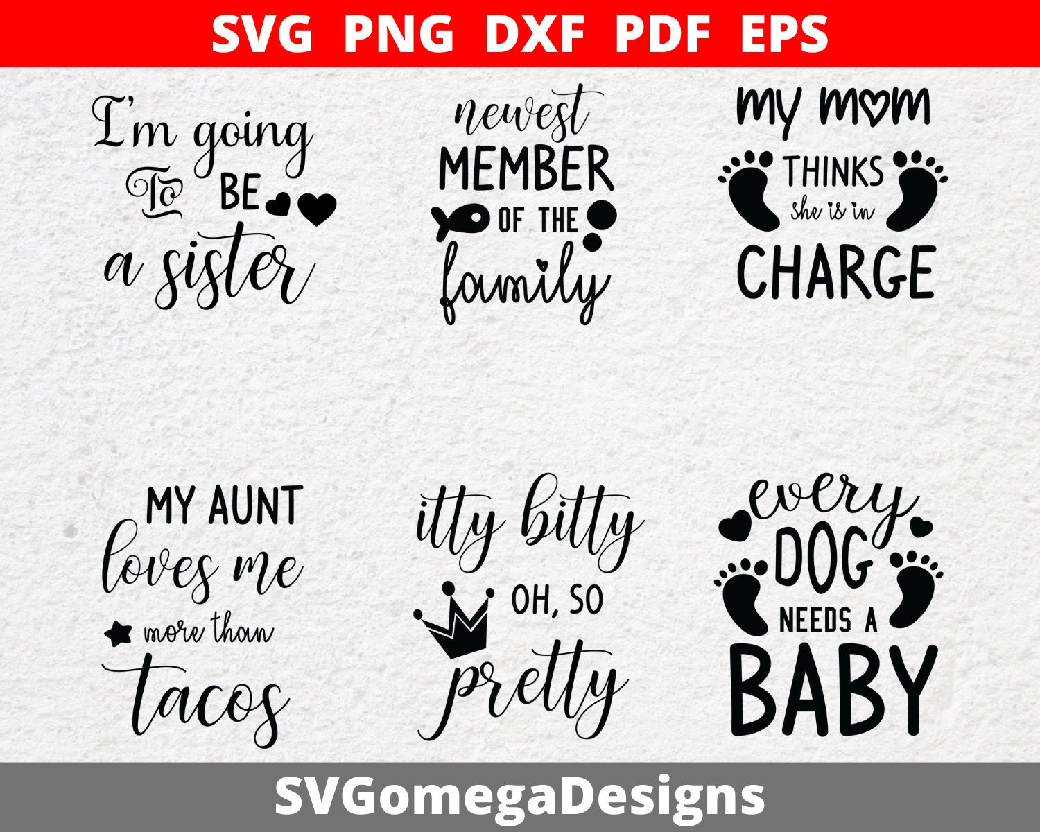 Download 6 Baby Quote Designs Svg Png Dxf Eps Pdf Cutting Files Etsy