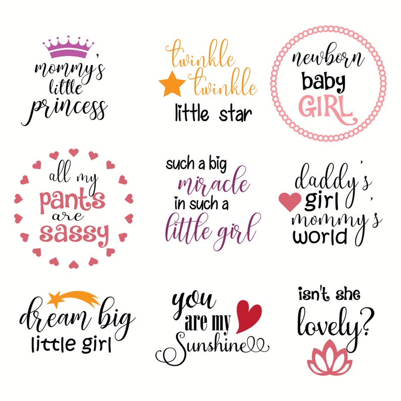 Download Free Girl Bundle Svg Baby Girl Svg Newborn Quote Svg Baby Shower Etsy SVG Cut Files