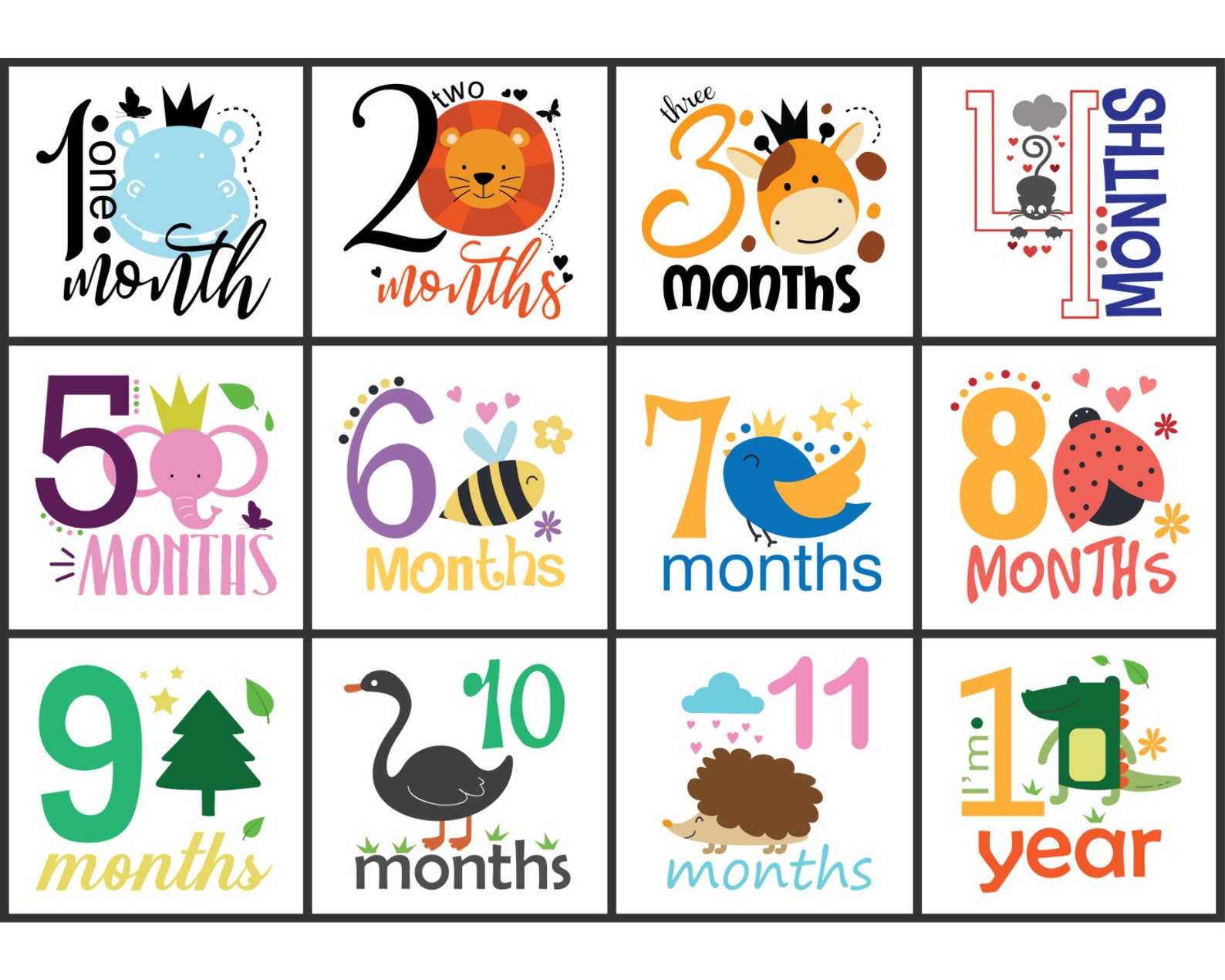 Baby Milestone Designs Svg Baby Bundle svg Monthly ...