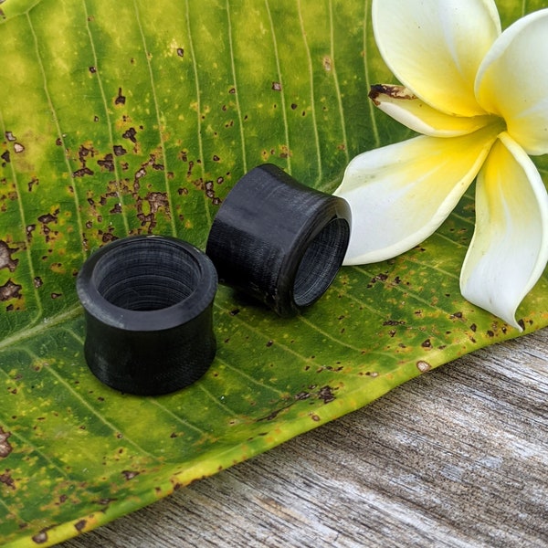 Pair/Single Organic Hand Carved Black Horn Double Flared Flesh Tunnels with Simple Cutout Plugs Gauged Earring 8G 6G 4G 2G 0G 1/2" 11/16"