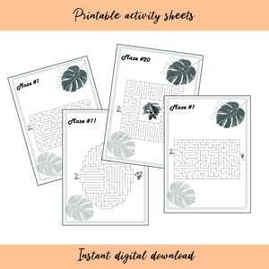 Laberintos DESCARGABLES para niños Actividad de laberinto divertida imprimible para niños de 4 a 8 años (25 laberintos, fáciles de desafiar) Descarga instantánea en PDF Carta y A4