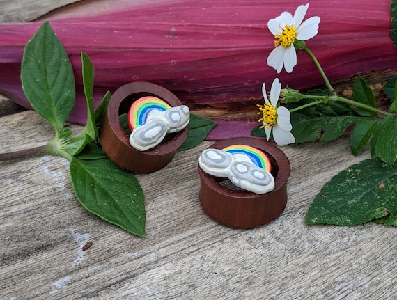 Double Flared Hand Carved Ohm Design Wood Ear Gauges Plugs Double Flared Hand Carved Ohm Design Wood Ear Gauges Plugs