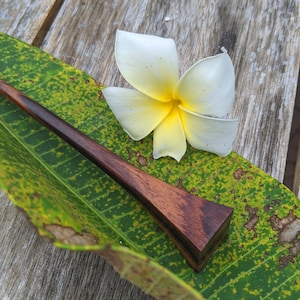 Hand Carved Sono Wood Hair Stick: Long Square Hair Pin