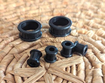 Black Silicone Double Flared Flesh Tunnel