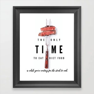 DOWNLOADABLE Art Print Julia Child Steak Quote Kitchen Printable Digital Download 8.5x11 & 11x14 Print Meat Lovers Man Cave BBQ