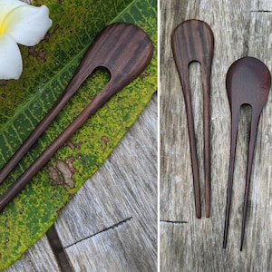 Handmade Sono Wood Hair Stick: Double Prong U-Shape Hair Pin