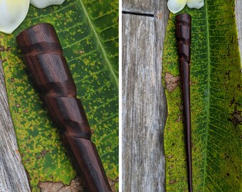 Sono Wood Single Prong Carved Long Spiral Cutout Hair Stick Hair Pin Shape Fork Hippy Goddess Organic Handmade Hand Carved