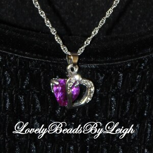 Silver Heart Necklace, Heart Pendant Necklace, Valentines day gifts, Necklaces for Valentines, Silver Pendant Necklace, Heart with Crystals