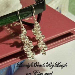 Sterling Silver Dangle Earrings, Bride gift Sterling Silver Earring, Sterling Grape Cluster Earrings,Silver Drop Earrings, Mothers Day gift,