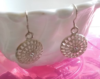 Silver Earrings St Silver Jewelry Silver Dangle Earrings Elegant Silver Earrings Handmade Earrings Silver  Crystal- Original Unique Gift