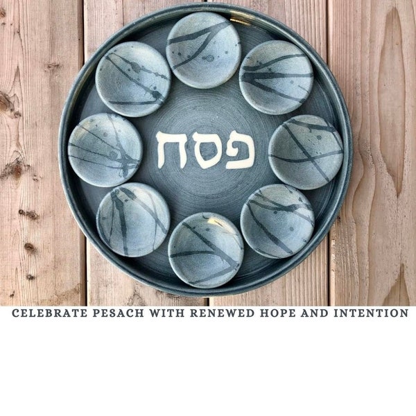 thumbnail image 2 of 12 Inch White Marble Ceramic Passover Seder Plate - 6 Compartment Design 2 of 5