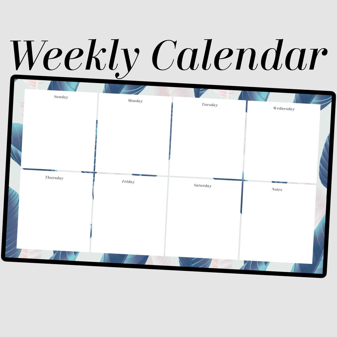 Weekly calendar pdf digital download cute calendar template etsy