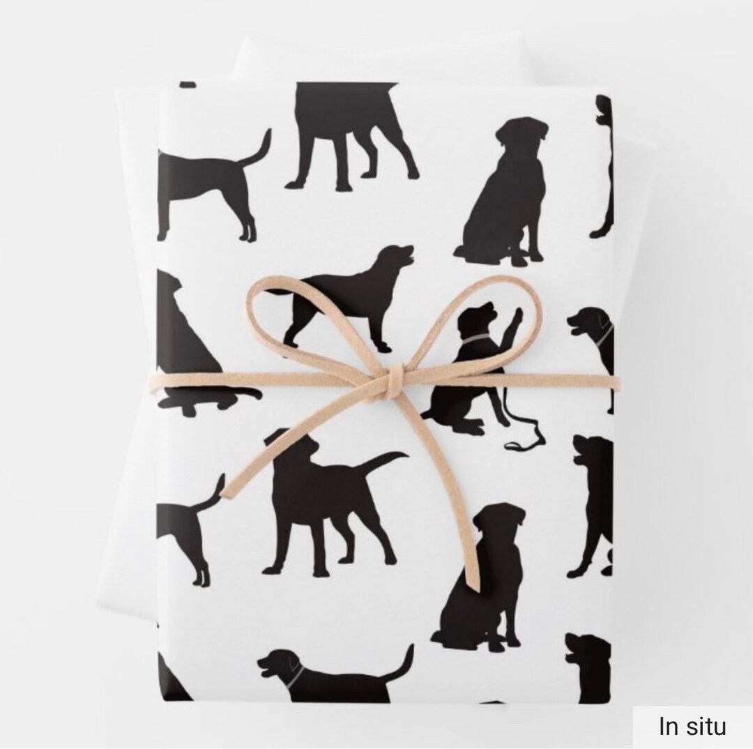 Black Labrador Gift Wrap, Dog Gift Wrap Black Labrador, Dog Gift