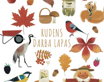 Darba lapas rudens tematikā, pirmskolas vecumam, lejuplādējams PDF drukas fails,