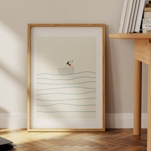 Dog and the sea minimal wall art printable