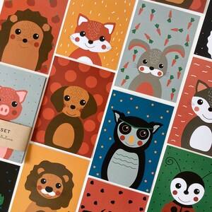 12 Animal postcards, 12 card set with colourful animal illustrations image 3