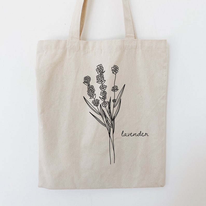 Lavender Tote Bag PNG Digital Print File Minimal Floral - Etsy