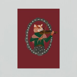 5 Christmas postcards, 5 card set with animals, simple and modern illustrations with bear, fox and bunny image 6