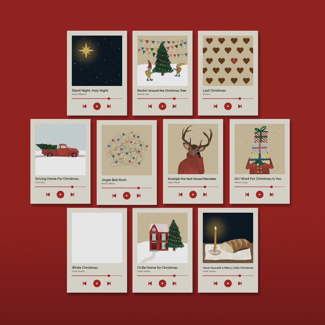 10 Printable Christmas Music Postcards 10 Card Set With - Etsy New Zealand