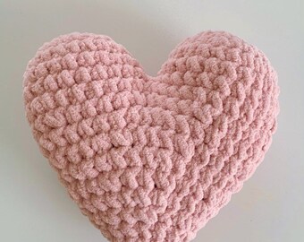 Pink crochet heart plush