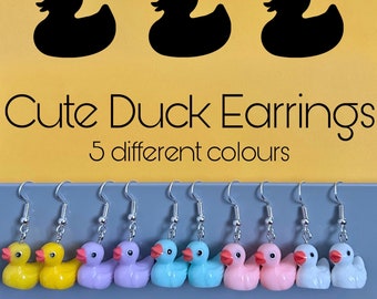 Cute DUCK earrings - variety of colours - silver earring