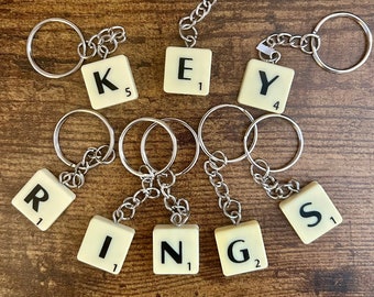 Scrabble letter Keyring - plastic letters on silver Keyring - Chose your letter!