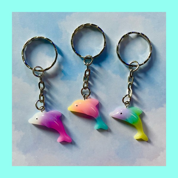 Rainbow Dolphin keyrings - 3 different colours - packs available