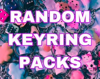 Keyring packs - 5 or 10 random keyrings - cats/ducks/dolphins/clouds/dice and more!