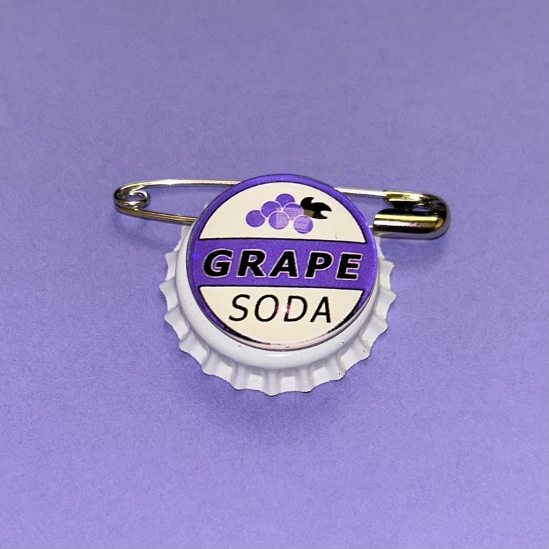 Grape soda badge Up badge Silver or White colours white