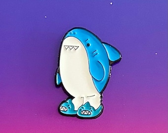 Funny enamel pin - Sleepy shark in slippers - Shark pin