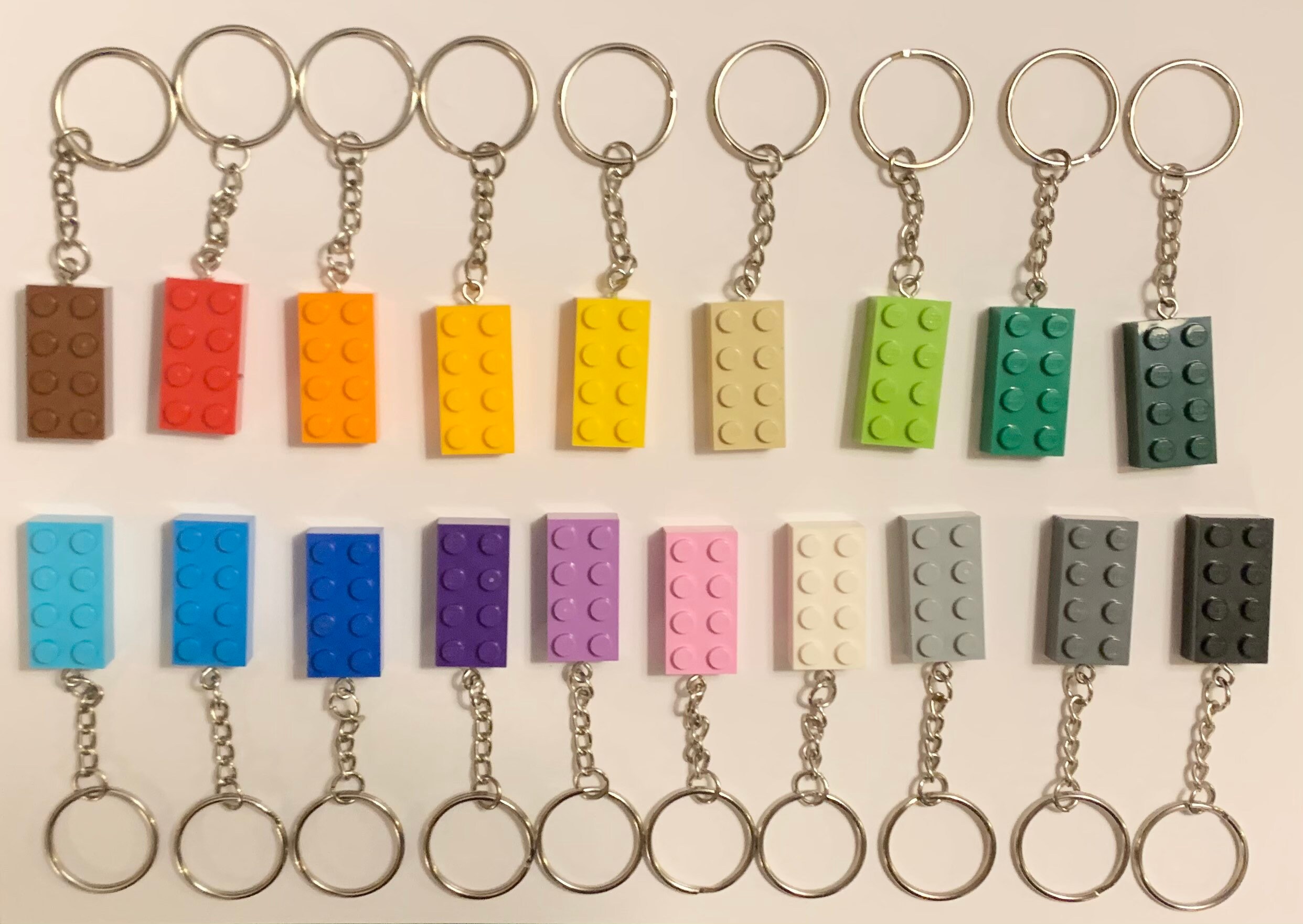 LEGO brick keyring -  variety of colours and keyring colours - gold b…