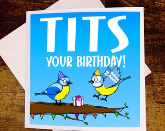Carte d'anniversaire amusante - Seins ton anniversaire - Carte de voeux oiseau - Carte 3D carrée