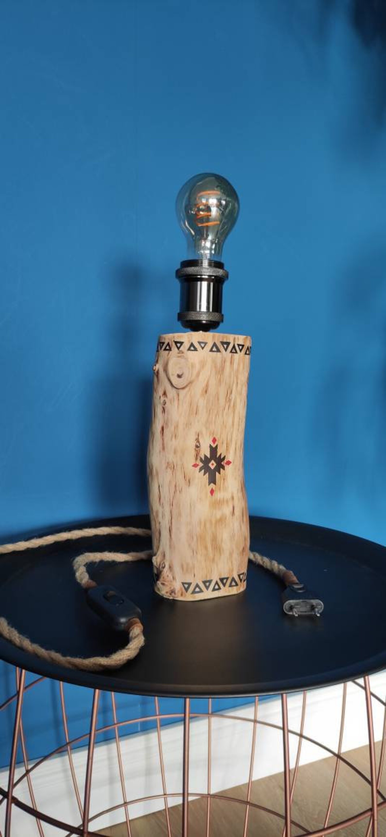 Lebanon cedar wooden bedside lamp | Etsy