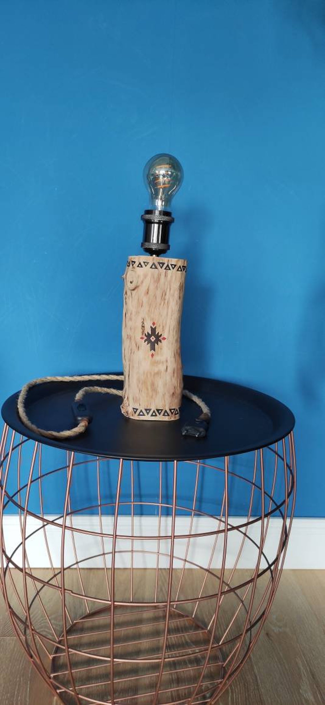 Lebanon cedar wooden bedside lamp | Etsy