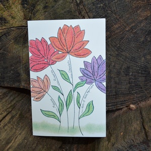 Carte de bouquet spirituel de quatre fleurs