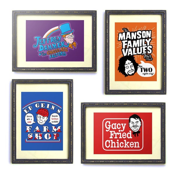 Killer Prints - 5x7 pack of 4 prints - Gacy, Dahmer, Manson and Gein