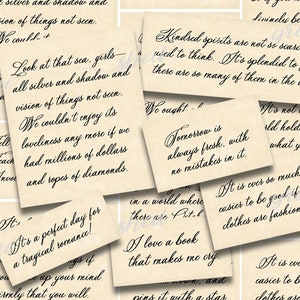 Citações de Anne of Green Gables, palavras e frases de diário, Lucy Maude Montgomery, download digital para impressão, folha de colagem, itens efêmeros para impressão