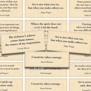 Citations d'artistes célèbres, journal éphémère imprimable, téléchargement numérique instantané, feuille de collage, Picasso, Michel-Ange, Matisse, Van Gogh, Monet