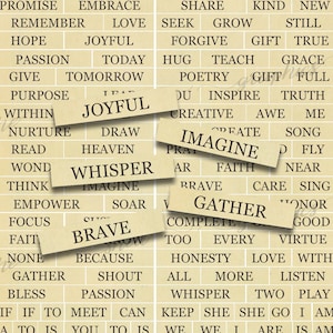 Journal Words - Inspirerend, afdrukbare digitale download, collageblad, woorden en zinnen, kieskeurige snit, afdrukbare ephemera