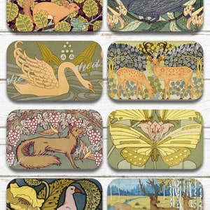 Maurice Pillard Birds and Animals, Altoid tin insert, Printable Digital Download Collage Sheet, Candy Tin Decoupage, Gift Tag, Art Nouveau