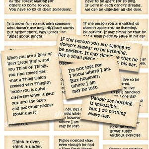 Citas de Winnie the Pooh, palabras y frases de diario, descarga digital imprimible, hoja de collage, material efímero imprimible, A A Milne