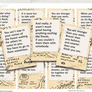 Citations de Winnie l'ourson - Carnet cartonné | Taille ATC 2,5" x 3,5" | Téléchargement numérique imprimable | Feuille de scrapbooking et de collage