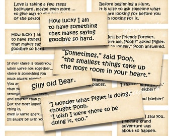 Winnie the Pooh Quotes II, Journal Words and Phrases, Printable Digital Download, Collage Sheet, Printable ephemera, A A Milne