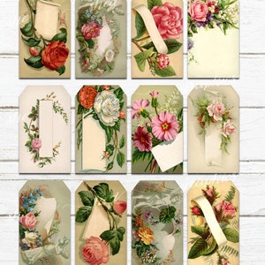 Vintage Roses Gift Tags: Printable Floral Ephemera (Digital Download)