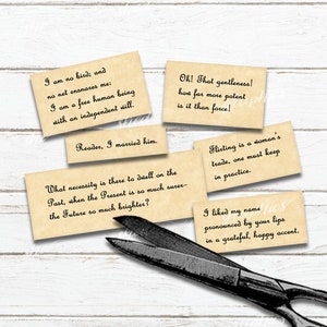 Citas de Jane Eyre, palabras y frases del diario, citas de Charlotte Brontë, descarga digital imprimible, hoja de collage, efímera imprimible