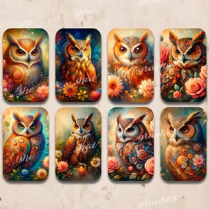 Floral Fantasy Owl, Altoid tin inserts, Printable Digital Download Collage Sheet, Candy Tin Decoupage, Gift Tag, Altoid tin vintage