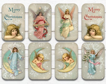 Christmas Snowflake Angels, Altoid Tin, 2.25" x 3.625", Printable Digital Download, Collage Sheet, print your own, altoid tin vintage